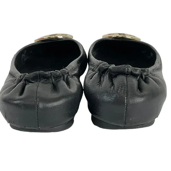 Tory Burch Shoes Womens Size 7.5 Black Minnie Travel Ballet Flat Napa Leather - Picture 13 of 16